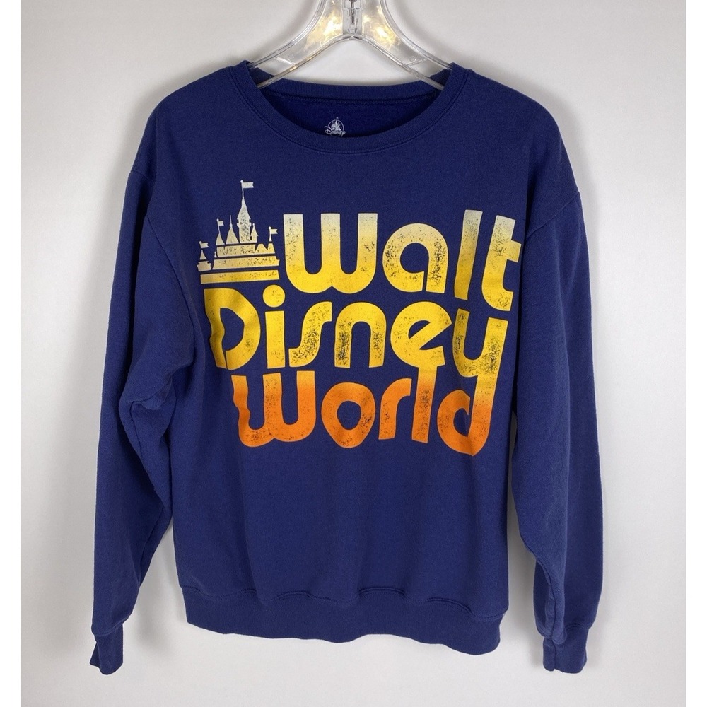 Disney Sweatshirt Adult Medium Blue Fleece Walt Disney World Graphic Comfort